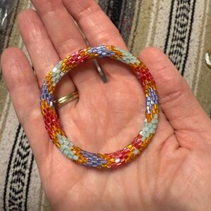 🟧 🟪 Handmade Colorful Glass Beaded Bracelet from Nepal